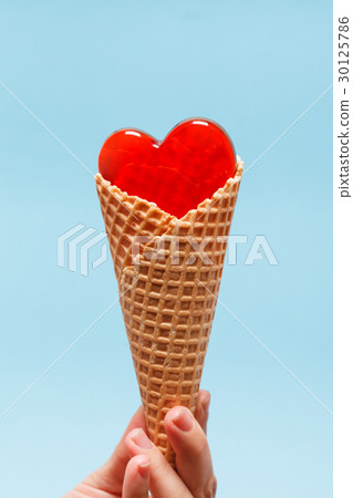 red heart in the waffle cone red heart in the waffle cone 30125786