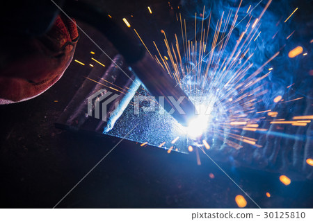 the welding spark light in close-up scene 30125810