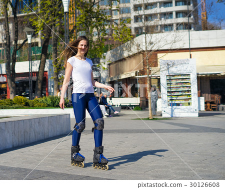 happy Roller Girl skating in the park happy Roller Girl skating in the park 30126608