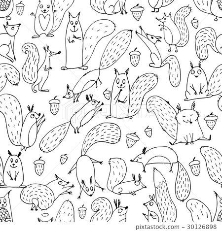 Funny squirrel with nut, seamless pattern design Funny squirrel with nut, seamless pattern design 30126898