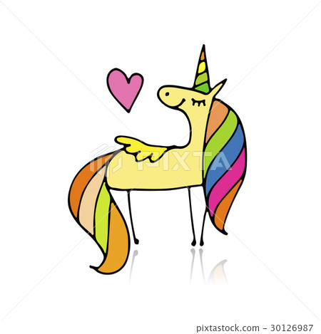 Magic unicorn, sketch for your design Magic unicorn, sketch for your design 30126987