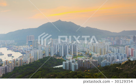 Hong Kong Tuen Mun skyline and South China sea Hong Kong Tuen Mun skyline and South China sea 30129354