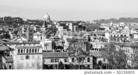 cityscape of Rome in black and white 30130803