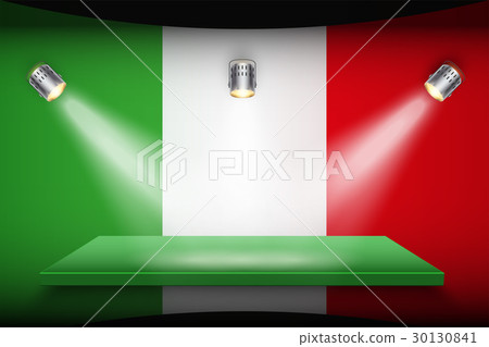 Flag of Italy and platform with spotlights Flag of Italy and platform with spotlights 30130841