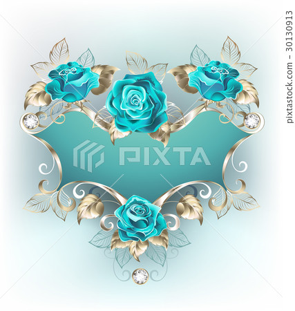 Banner with turquoise roses 30130913
