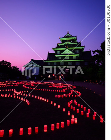 August Okayama Okayama Castle · Temporary Crown Lighting Up and Crown Lampungsang Township 30130930