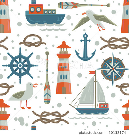Nautical theme seamless pattern. Nautical theme seamless pattern. 30132174