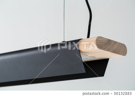 Hanging wooden-metallic lamp 30132883