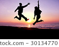 sunset, sunsets, jumping 30134770
