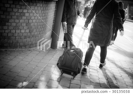 Rushing to the train station Rushing to the train station 30135038