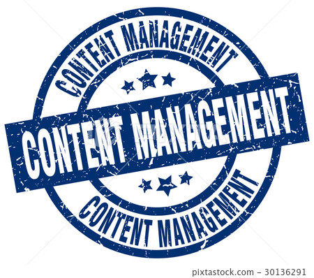 content management blue round grunge stamp 30136291