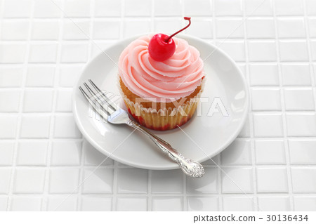 Handmade cherry cupcake 30136434