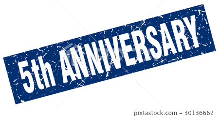 square grunge blue 5th anniversary stamp square grunge blue 5th anniversary stamp 30136662