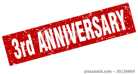 square grunge red 3rd anniversary stamp square grunge red 3rd anniversary stamp 30136669