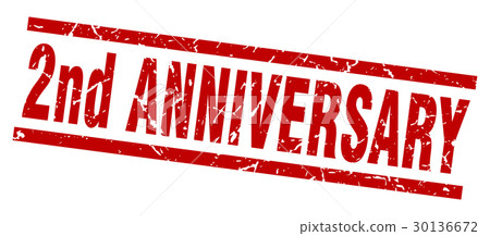 square grunge red 2nd anniversary stamp square grunge red 2nd anniversary stamp 30136672