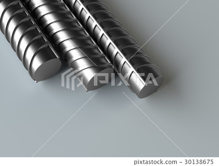 Reinforcement bars stack on gray background 30138675