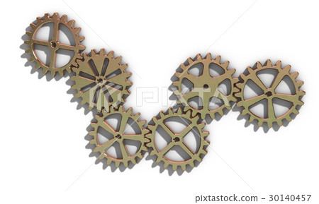 Metallic cogwheel set. 3D rendering illustration. 30140457