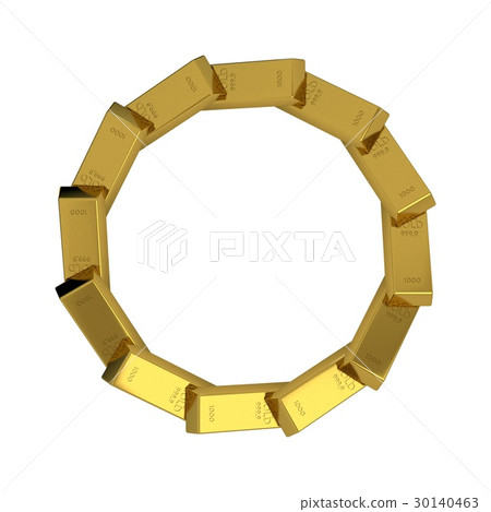 Circle from gold bars.Isolated on white background Circle from gold bars.Isolated on white background 30140463