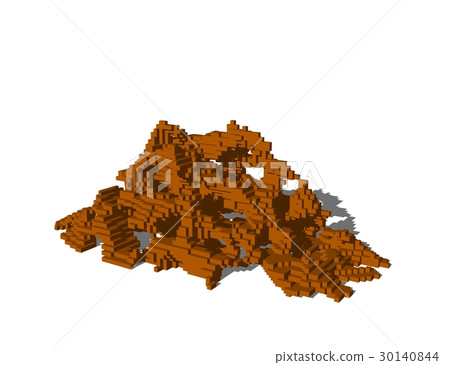 Abstract pixelated ruins. Isolated on white. 30140844