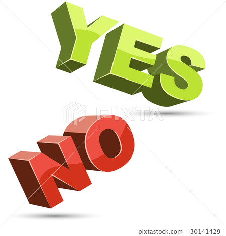 Yes and no 3D shapes flat color design 30141429