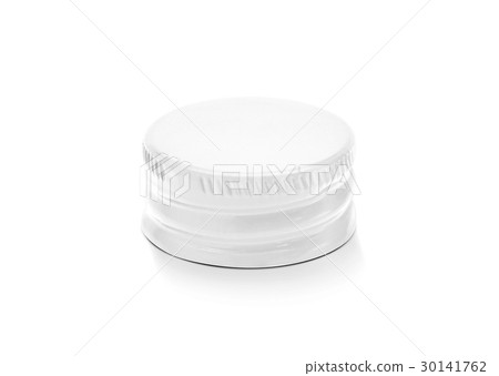 white aluminum cap of bottle in top view 30141762