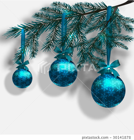 Blue Christmas tree branches on an isolated white Blue Christmas tree branches on an isolated white 30141878