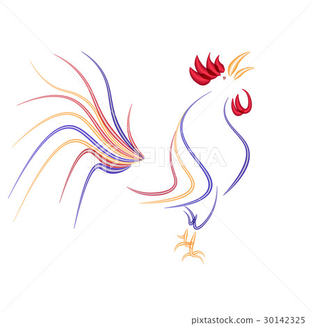 Stylized rooster isolated on a white background 30142325