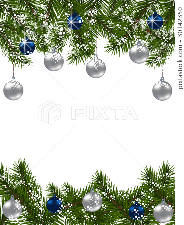Christmas greeting card. Green fir branches with 30142350