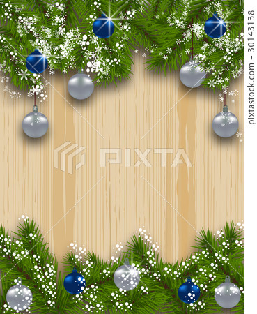 Holiday card. Green fir branches with silver and - Stock Illustration ...