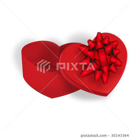 Open gift box with a red bow on a white background 30143364