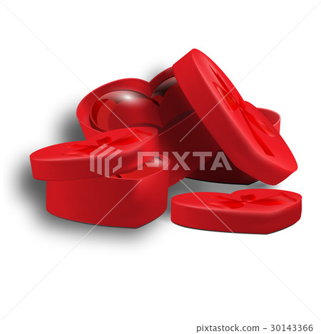 Crystal heart in a gift boxes with a red bow on a 30143366