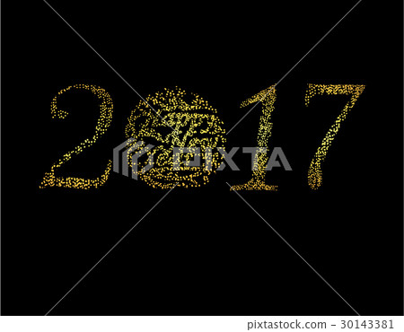 Inscription of 2017 points of light on a black Inscription of 2017 points of light on a black 30143381