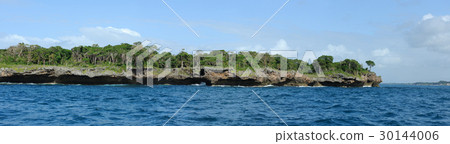 Sea and clouds with green island 30144006