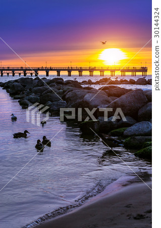 Pier extends into the sea. Palanga, Lithuania Pier extends into the sea. Palanga, Lithuania 30144324