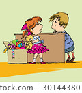 Greedy girl with toy and boy 30144380