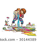 the artist with his son paint a picture 30144389