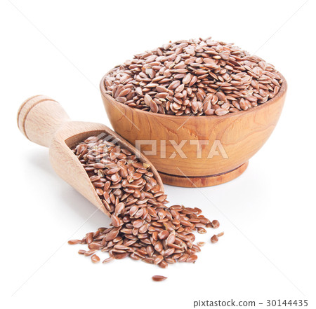 flax seeds isolated on white 30144435