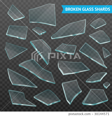 Glass Fragments Realistic Dark Transparent Set Glass Fragments Realistic Dark Transparent Set 30144571