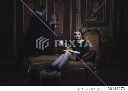 Woman writer writing a novel. 30145273