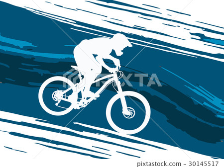 Silhouette of a cyclist riding a mountain bike Silhouette of a cyclist riding a mountain bike 30145517