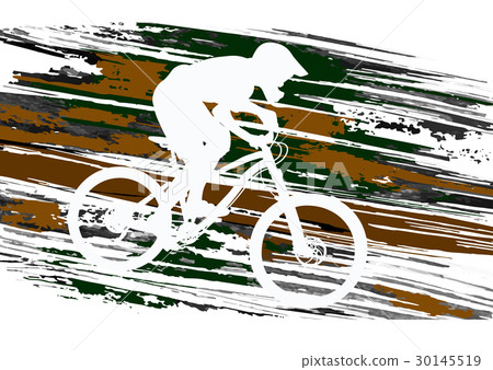 Silhouette of a cyclist riding a mountain bike Silhouette of a cyclist riding a mountain bike 30145519