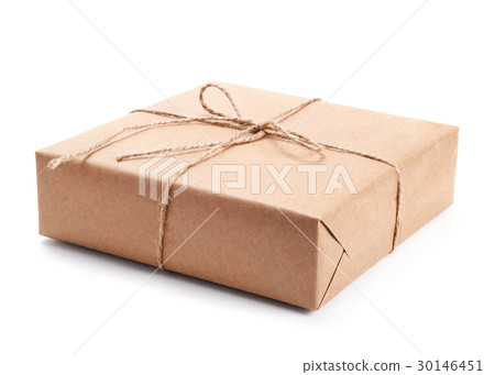 Parcel wrapped with brown packing paper 30146451