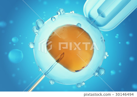 3D illustration Glass needle fertilizing sperm 30146494