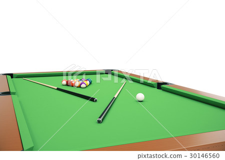 3D illustration Billiard balls on green table with 3D illustration Billiard balls on green table with 30146560