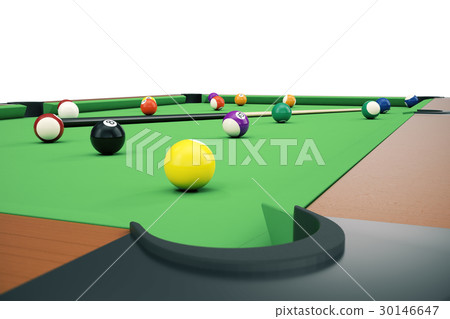 3D illustration American pool snooker balls 30146647
