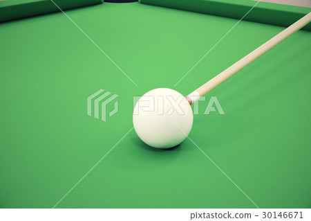 3D illustration Billiard balls in a green pool 30146671