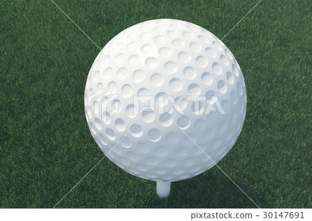 3D illustration Golf ball and ball in grass, close 3D illustration Golf ball and ball in grass, close 30147691