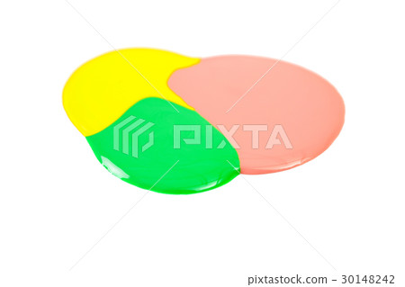 Blot of yellow, pink and green nail polish Blot of yellow, pink and green nail polish 30148242