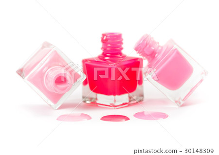 Stack of pink nail polish isolated on white Stack of pink nail polish isolated on white 30148309