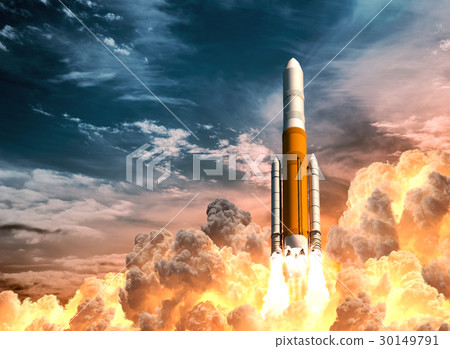 Heavy Rocket Launch On The Background Of Sky Heavy Rocket Launch On The Background Of Sky 30149791
